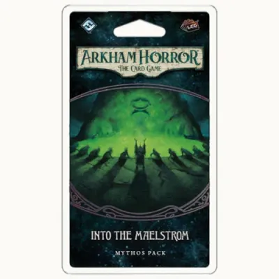 Arkham Horror: The Card Game – Into the Maelstrom Mythos Pack Into the Maelstrom Mythos Pack for Arkham Horror The Card Game with a green-lit underwater city.