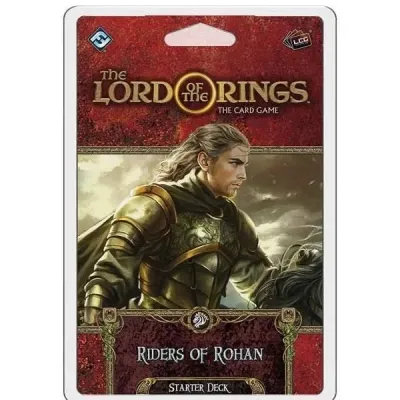 Riders of Rohan Starter Deck for The Lord of the Rings Card Game with a mounted Rohan warrior.