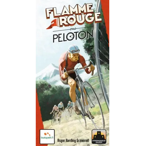 Flamme Rouge: Peloton expansion box front with cyclists racing along a mountain road.