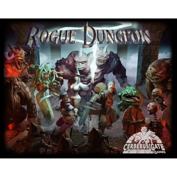 Rogue Dungeon Second Edition cover art showing adventurers surrounded by monsters in a dungeon.