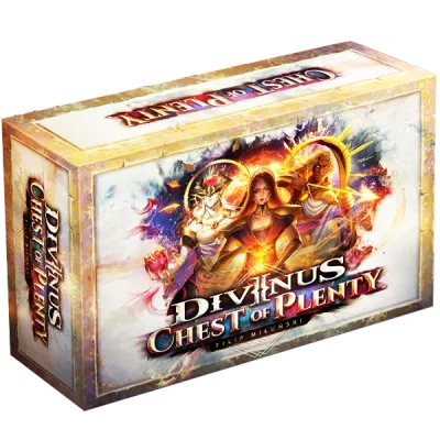 Divinus Chest of Plenty big box showing Greek and Norse divine artwork.