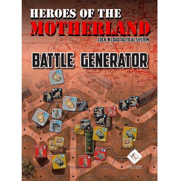 Heroes of the Motherland Battle Generator cover showing Eastern Front tactical map artwork and unit counters.