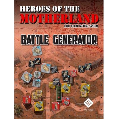 Heroes of the Motherland Battle Generator cover showing Eastern Front tactical map artwork and unit counters.