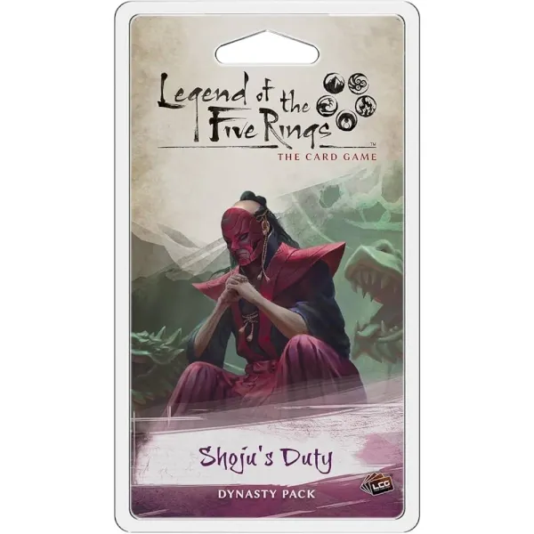 Legend of the Five Rings: The Card Game – Shoju’s Duty Dynasty Pack front with masked Scorpion character.