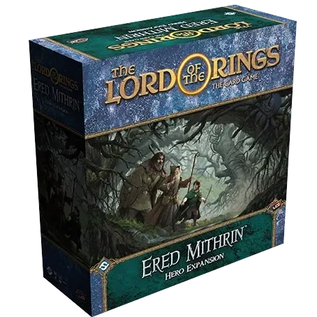 Ered Mithrin Hero Expansion box for The Lord of the Rings Card Game with heroes in a dark forest.
