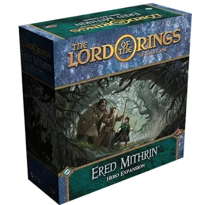 Ered Mithrin Hero Expansion box for The Lord of the Rings Card Game with heroes in a dark forest.