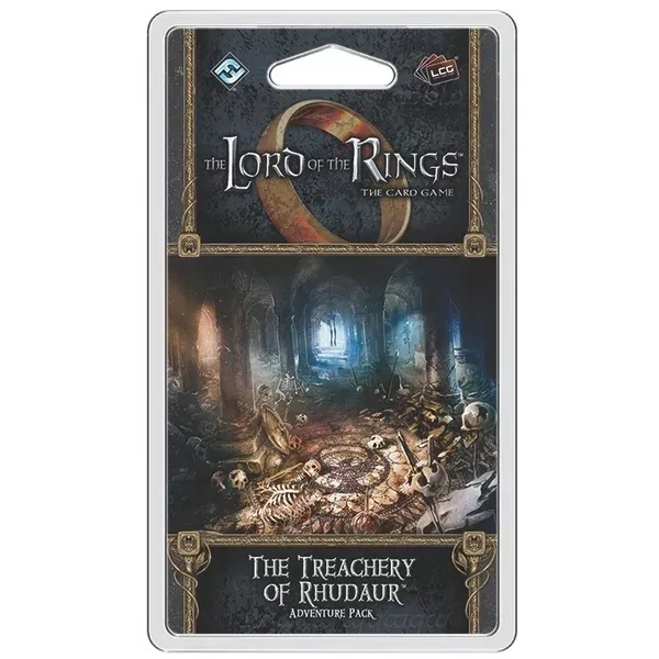 The Treachery of Rhudaur Adventure Pack for The Lord of the Rings Card Game with ruined halls and skeletons.