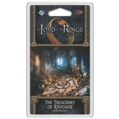 The Treachery of Rhudaur Adventure Pack for The Lord of the Rings Card Game with ruined halls and skeletons.