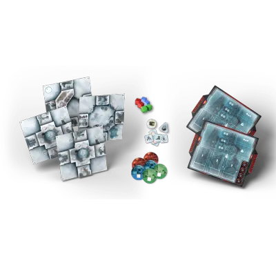 D.E.I. Cash & Rad extra district tiles, outposts, faction discs, tokens, and technology tokens.