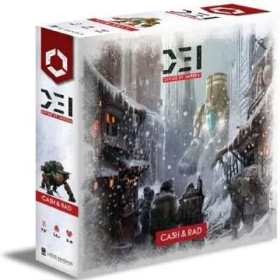 D.E.I.: Divide et Impera – Cash & Rad D.E.I. Cash & Rad box front showing survivors in a frozen post-apocalyptic city.