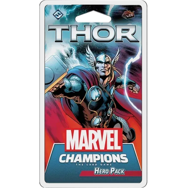 Thor Hero Pack for Marvel Champions The Card Game with Thor surrounded by lightning.