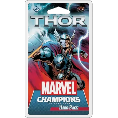 Thor Hero Pack for Marvel Champions The Card Game with Thor surrounded by lightning.