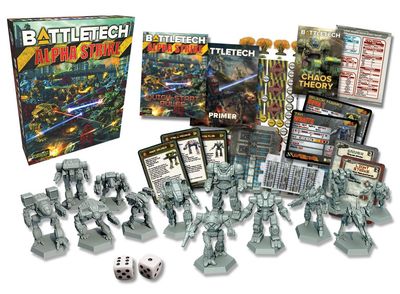 BattleTech: Alpha Strike Boxed Set by Catalyst Game Labs, featuring 13 plastic 'Mech miniatures and 3D cardboard terrain 
