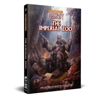 Warhammer Fantasy Roleplay: The Imperial Zoo Warhammer Fantasy Roleplay: The Imperial Zoo book cover with explorers encountering a massive ogre-like creature.
