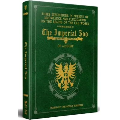 Warhammer Fantasy Roleplay: The Imperial Zoo – Collector’s Edition Warhammer Fantasy Roleplay: The Imperial Zoo Collector’s Edition green book cover with gold Imperial eagle design.