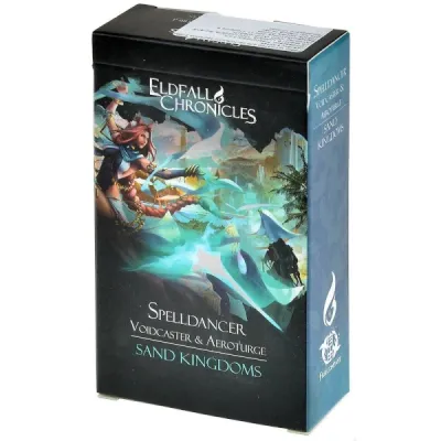 Eldfall Chronicles Spell Dancer box for Sand Kingdoms, featuring Voidcaster and Aeroturge artwork.