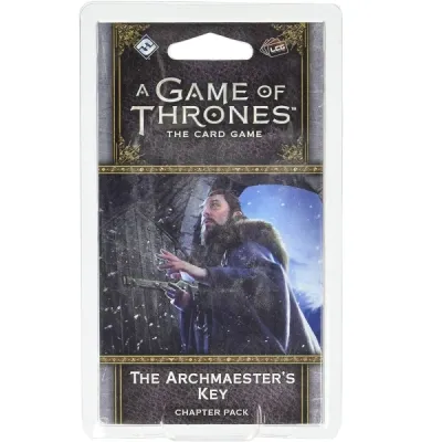 The Archmaester’s Key Chapter Pack for A Game of Thrones The Card Game with a man at a snowy door.