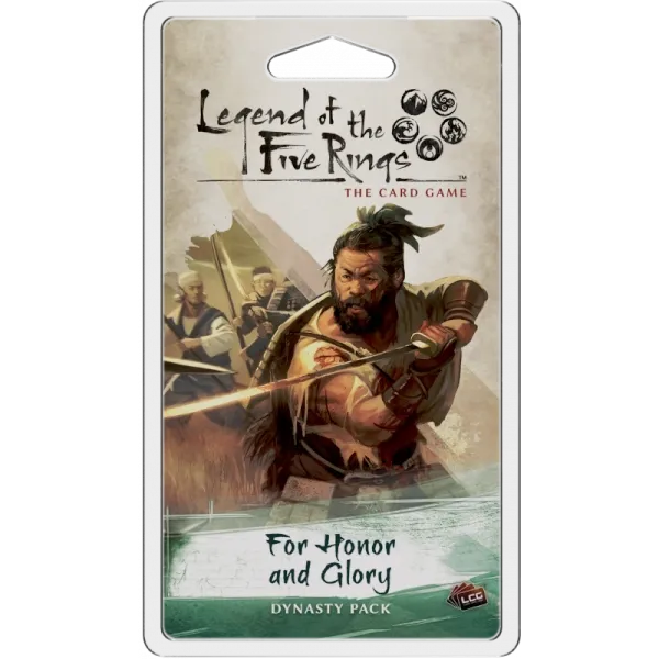For Honor and Glory Dynasty Pack for Legend of the Five Rings The Card Game with a wounded samurai in battle.