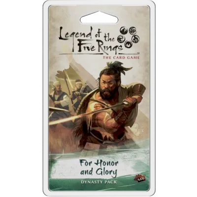 Legend of the Five Rings: The Card Game – For Honor and Glory For Honor and Glory Dynasty Pack for Legend of the Five Rings The Card Game with a wounded samurai in battle.