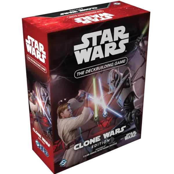 Star Wars The Deckbuilding Game Clone Wars Edition box showing Obi-Wan Kenobi fighting General Grievous.