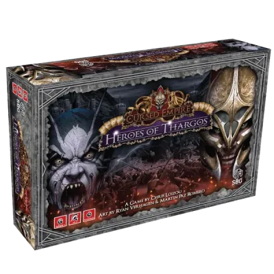 Cursed Empire Heroes of Thargos card game box with dark fantasy artwork.