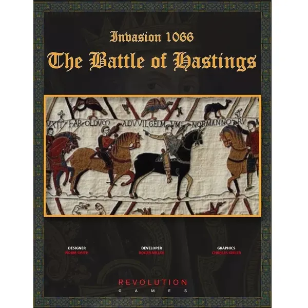 Invasion 1066: The Battle of Hastings cover showing Bayeux Tapestry-style Norman cavalry.