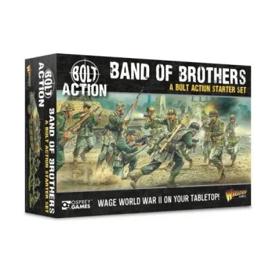 Bolt Action: Band of Brothers Starter Set Bolt Action Band of Brothers starter set box showing US Airborne and German troops fighting in WWII.