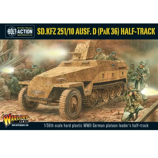 Bolt Action Sd.Kfz 251/10 Ausf D half-track box showing a German platoon leader’s vehicle in combat.