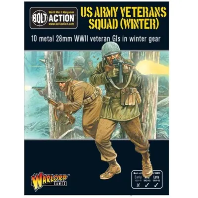 Bolt Action US Army Veterans Squad Winter pack showing veteran US infantry in cold-weather combat gear.