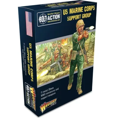 Bolt Action US Marine Corps Support Group box with USMC command and support teams in jungle combat.