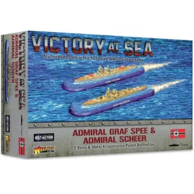 Victory at Sea Admiral Graf Spee &amp; Admiral Scheer box with two Kriegsmarine pocket battleships at sea.
