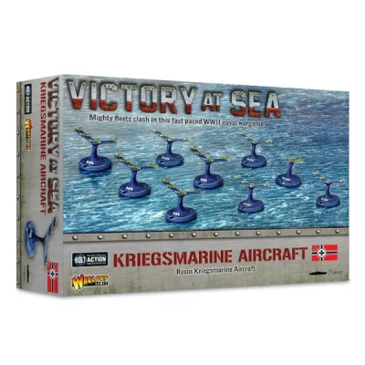 Victory at Sea Kriegsmarine Aircraft box showing German aircraft flight stands over the sea.