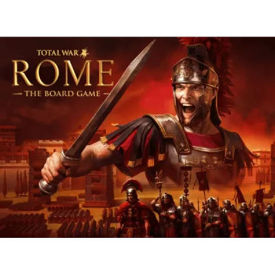 Total War: Rome – The Board Game cover with Roman soldiers and ancient battlefield artwork.