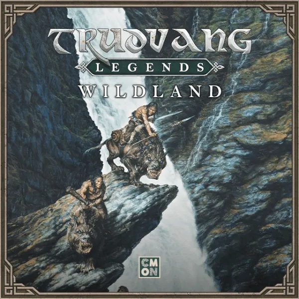 Trudvang Legends Wildland expansion box showing warriors riding beasts near a waterfall.