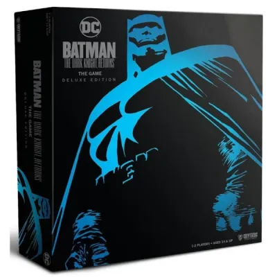 Batman: The Dark Knight Returns Deluxe Edition box front with blue-and-black Batman comic artwork.