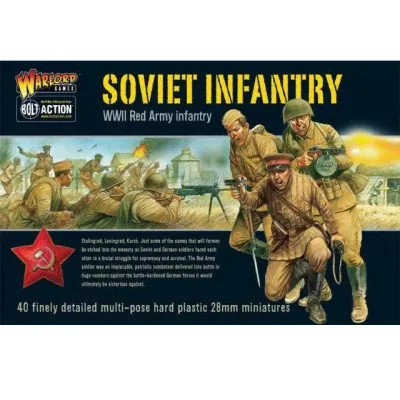 Bolt Action: Soviet Infantry Bolt Action Soviet Infantry box with Red Army soldiers advancing and firing across a WWII battlefield.