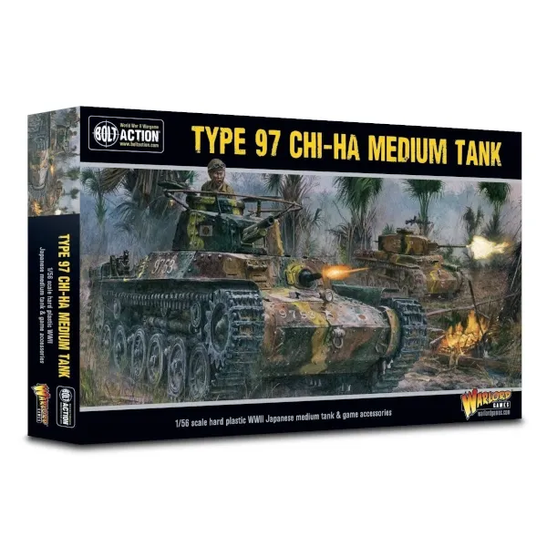 Bolt Action Type 97 Chi-Ha Medium Tank box with Japanese tanks advancing through jungle combat.