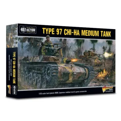 Bolt Action Type 97 Chi-Ha Medium Tank box with Japanese tanks advancing through jungle combat.