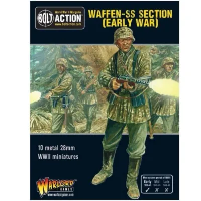Bolt Action Waffen-SS Section Early War box with German soldiers firing in forest combat.