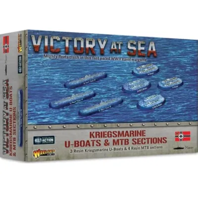 Victory at Sea Kriegsmarine U-Boats &amp; MTB Sections box with German submarines and fast boats at sea.