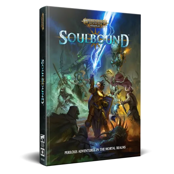 Warhammer Age of Sigmar: Soulbound Core Rulebook cover with heroes battling enemies in the Mortal Realms.