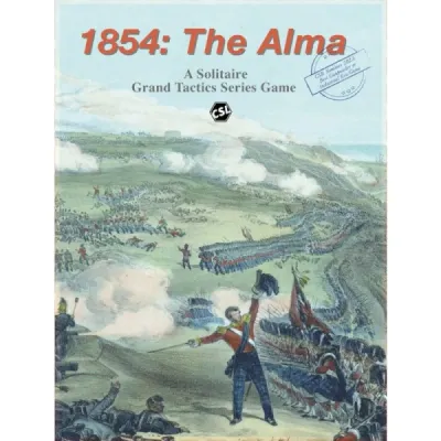 1854: The Alma box front showing Crimean War troops advancing under fire.