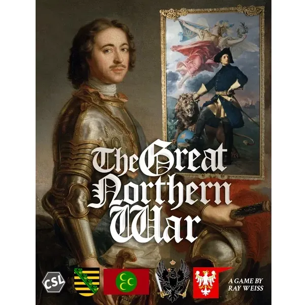 The Great Northern War cover showing Peter the Great and early eighteenth-century heraldic banners.