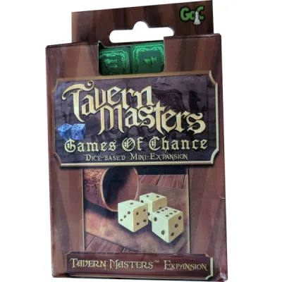 Tavern Masters: Games of Chance Tavern Masters Games of Chance mini-expansion pack with custom dice visible in the box.