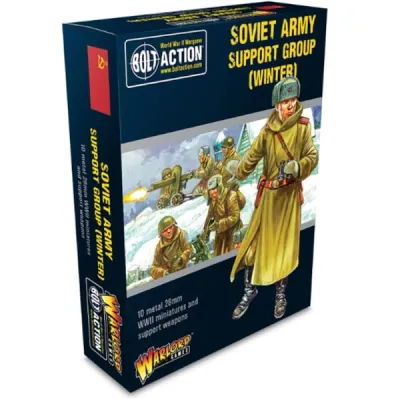 Bolt Action: Soviet Army Winter Support Group Bolt Action Soviet Army Winter Support Group box with Soviet command and support teams in snowy terrain.