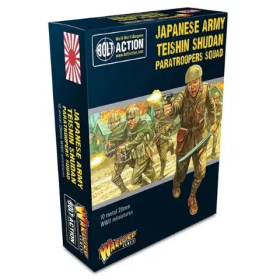 Bolt Action: Japanese Teishin Shudan Paratrooper Squad Bolt Action Japanese Teishin Shudan Paratroopers Squad box with Japanese airborne troops attacking.