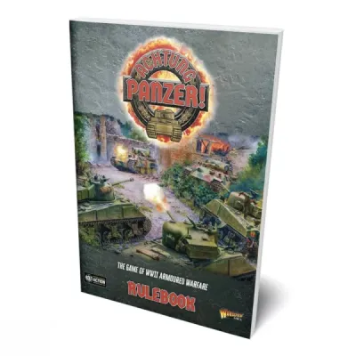 Achtung Panzer! rulebook cover showing British and German tanks fighting in a village.