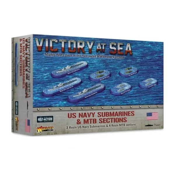 Victory at Sea US Navy Submarines &amp; MTB Sections box showing submarines and PT boat sections at sea.