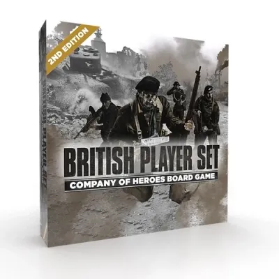 Company of Heroes British Player Set box front with British soldiers, tank, ruined street, and 2nd Edition banner.