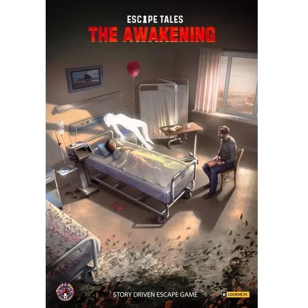 Escape Tales The Awakening cover showing a father beside his daughter in a hospital room.